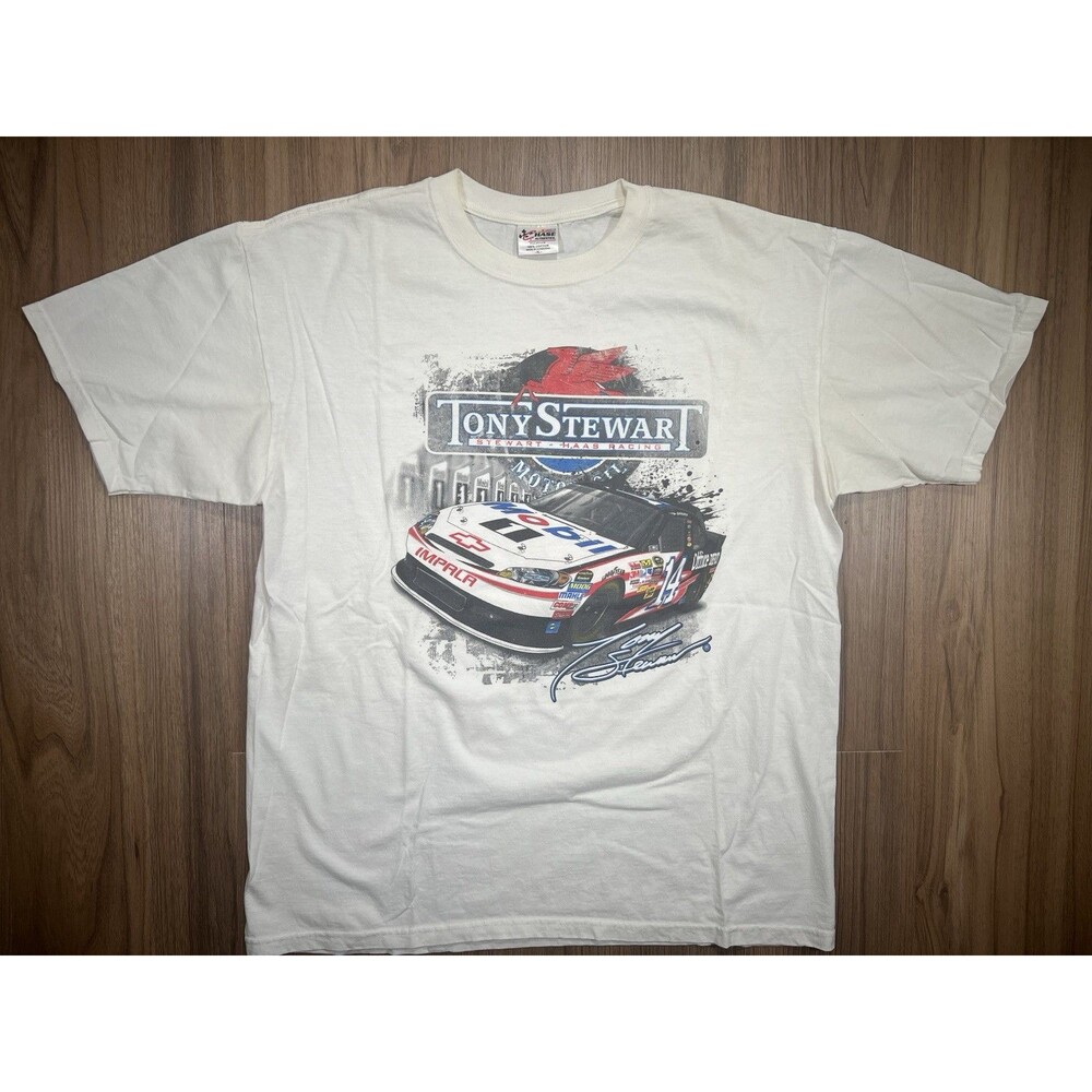 NASCAR 2011 Chase Authentics #14 Mobil 1 Tony Stewart Men T-Shirt White Size L